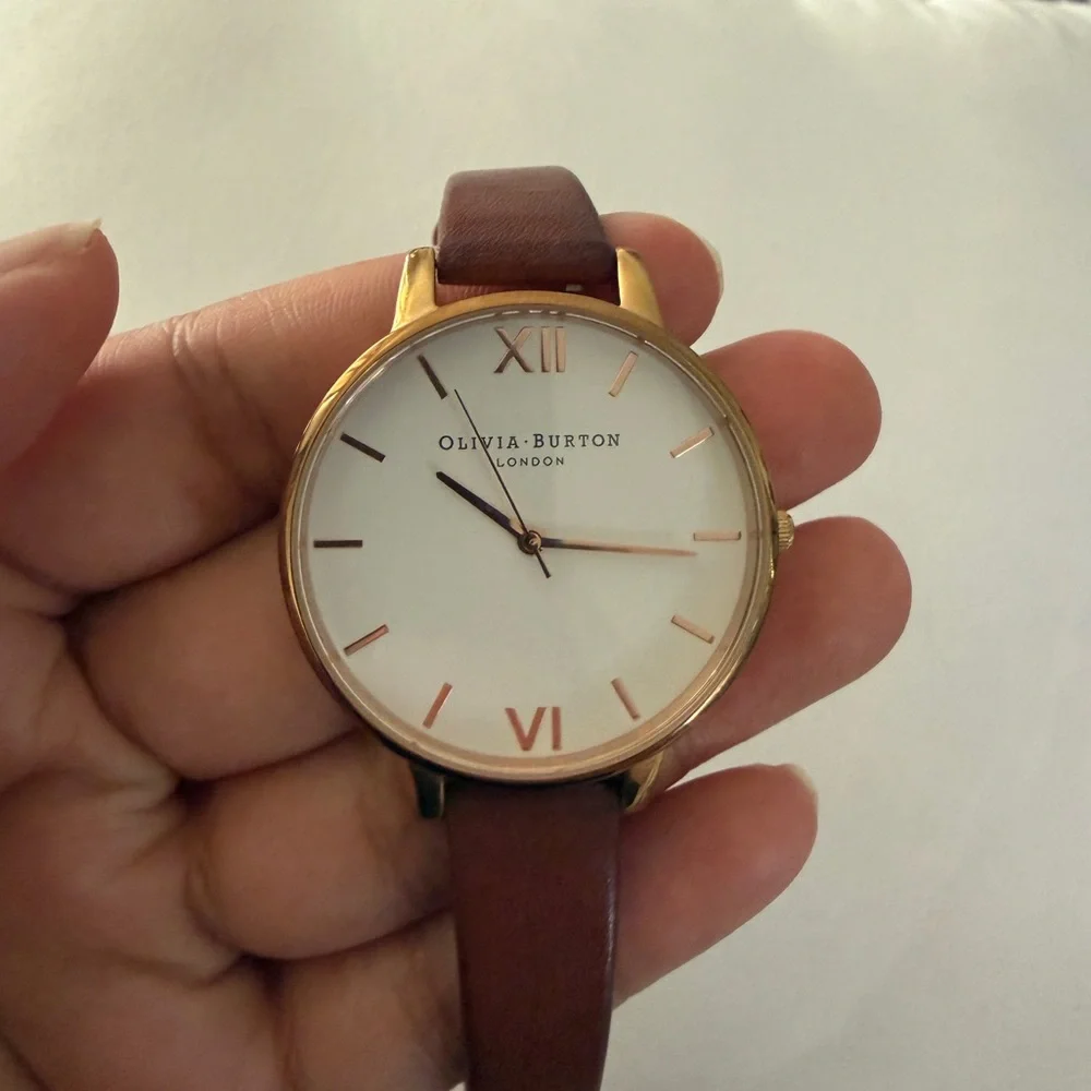 Olivia Burton Brown Leather Strap Gold Round Dial Watch - Picture 3 of 9